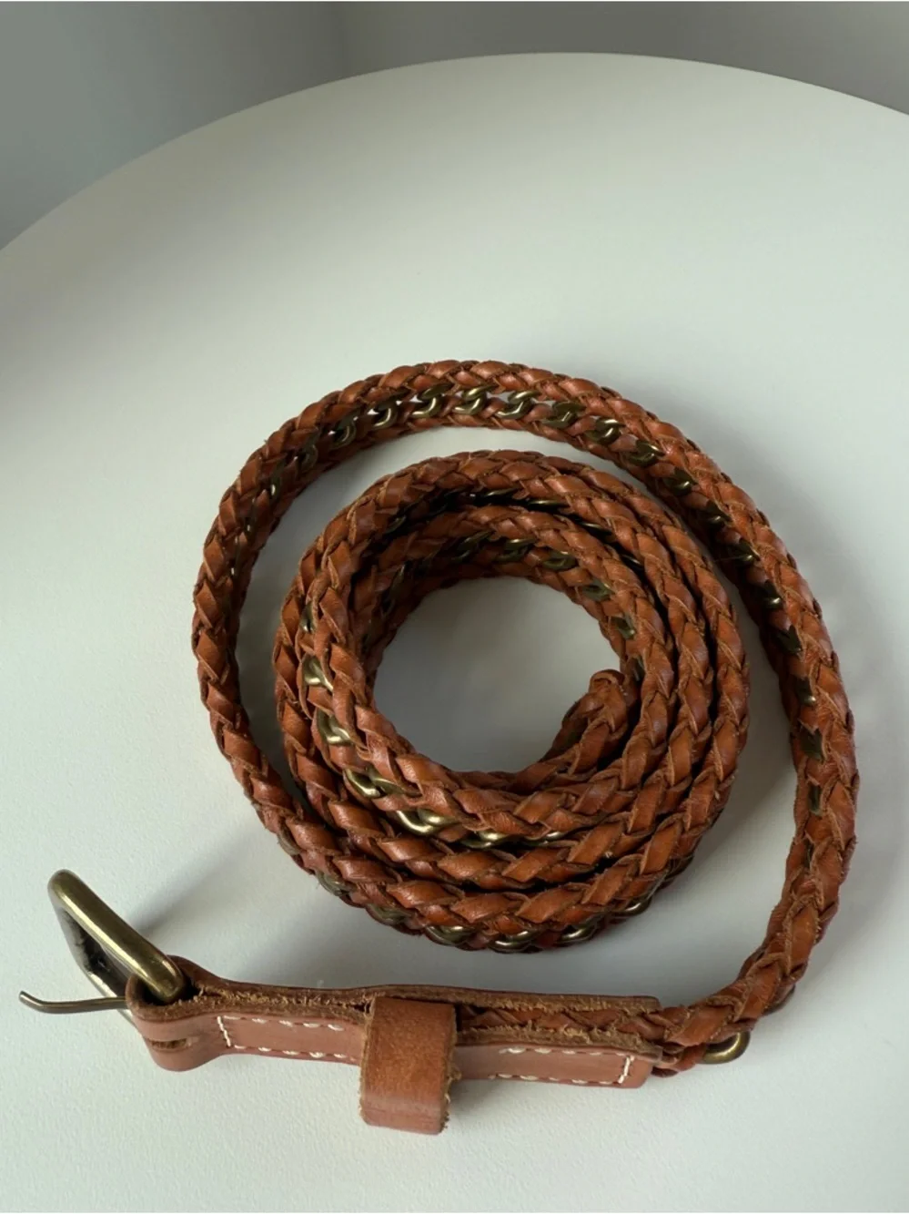 J.CREW Vintage Braided Chainlink Leather Belt - Picture 3 of 6